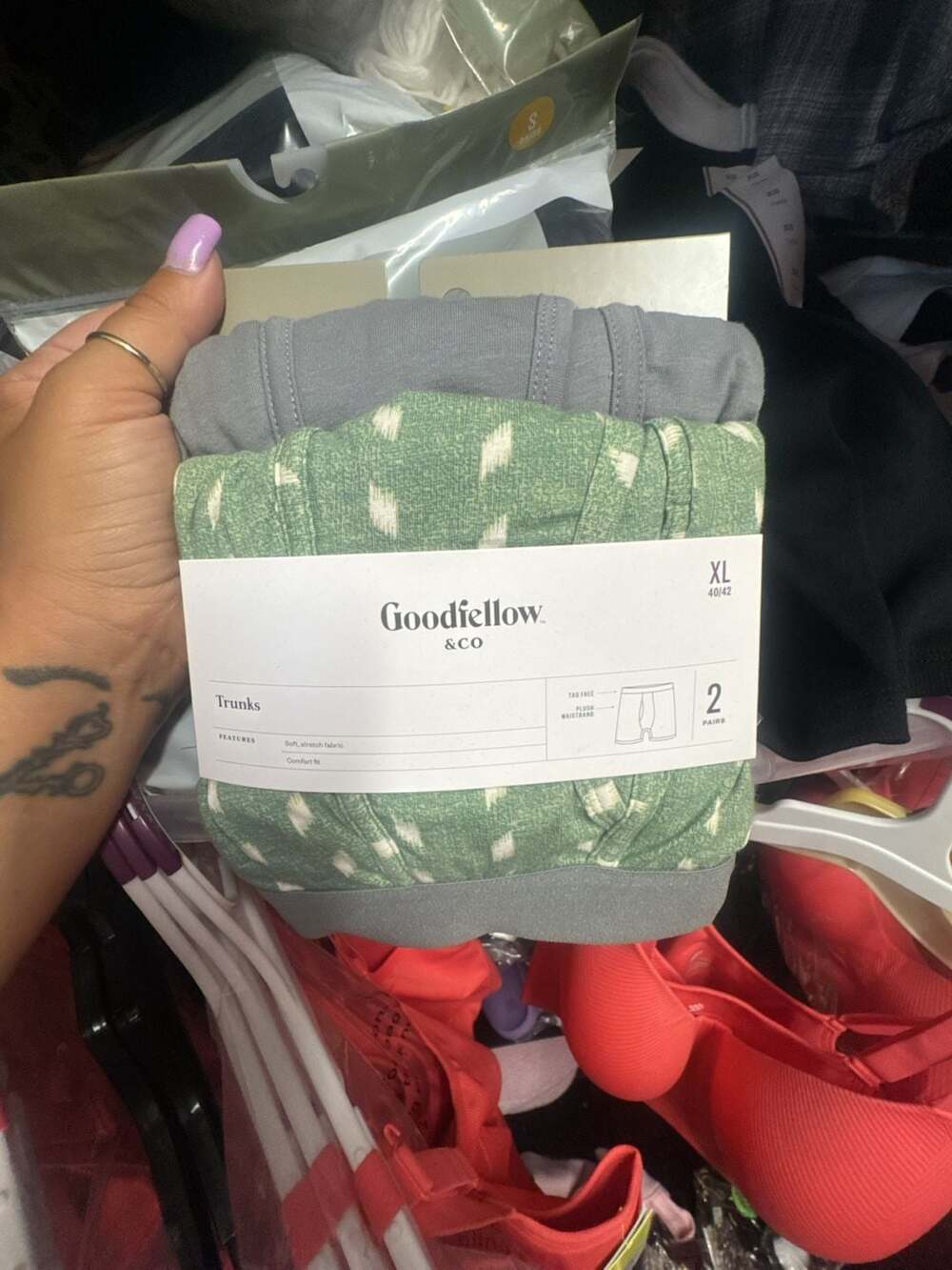 Goodfellow & Co. Men's 2-Pack Trunks Green Dotted/Grey Size XL 40/42